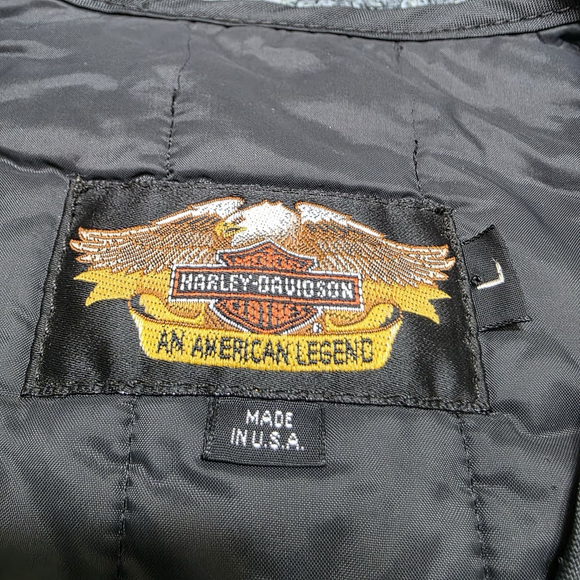 Harley-Davidson Quilted Vest Black USA Made Trim Pockets L - Picture 3 of 8